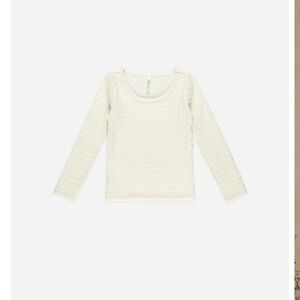 Cream Textured Long Sleeve Top